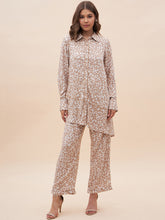 Beige Animal Printed Shirt Co-Ord Set