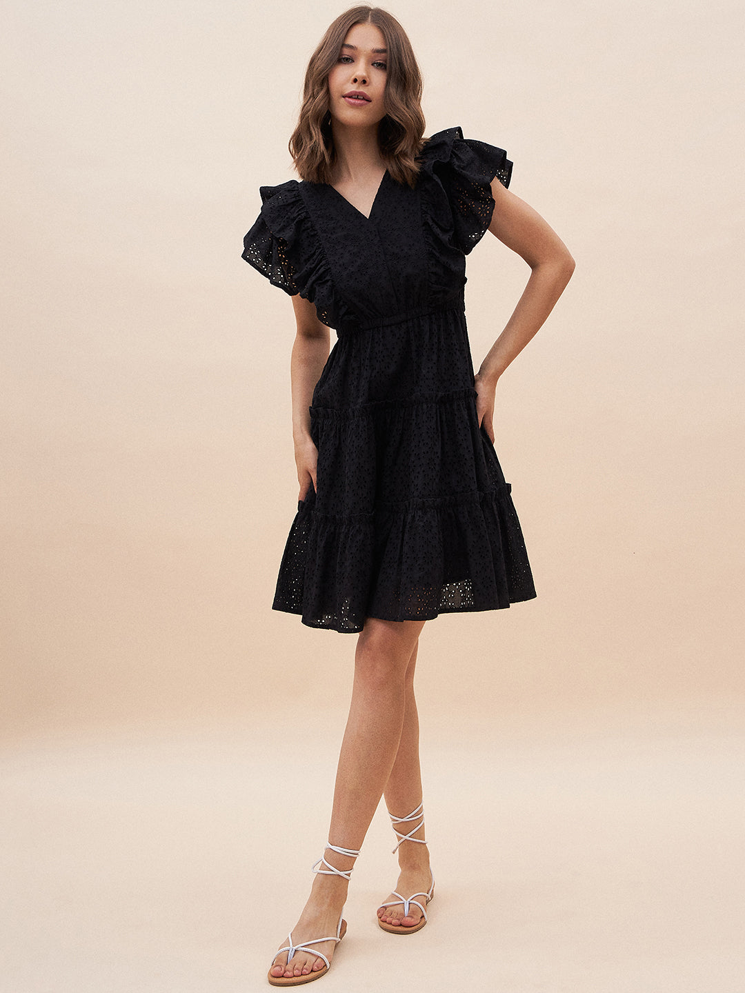Laelia frill tier short dress sales