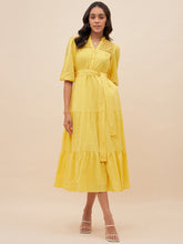 Yellow Cotton Schiffli Maxi Dress