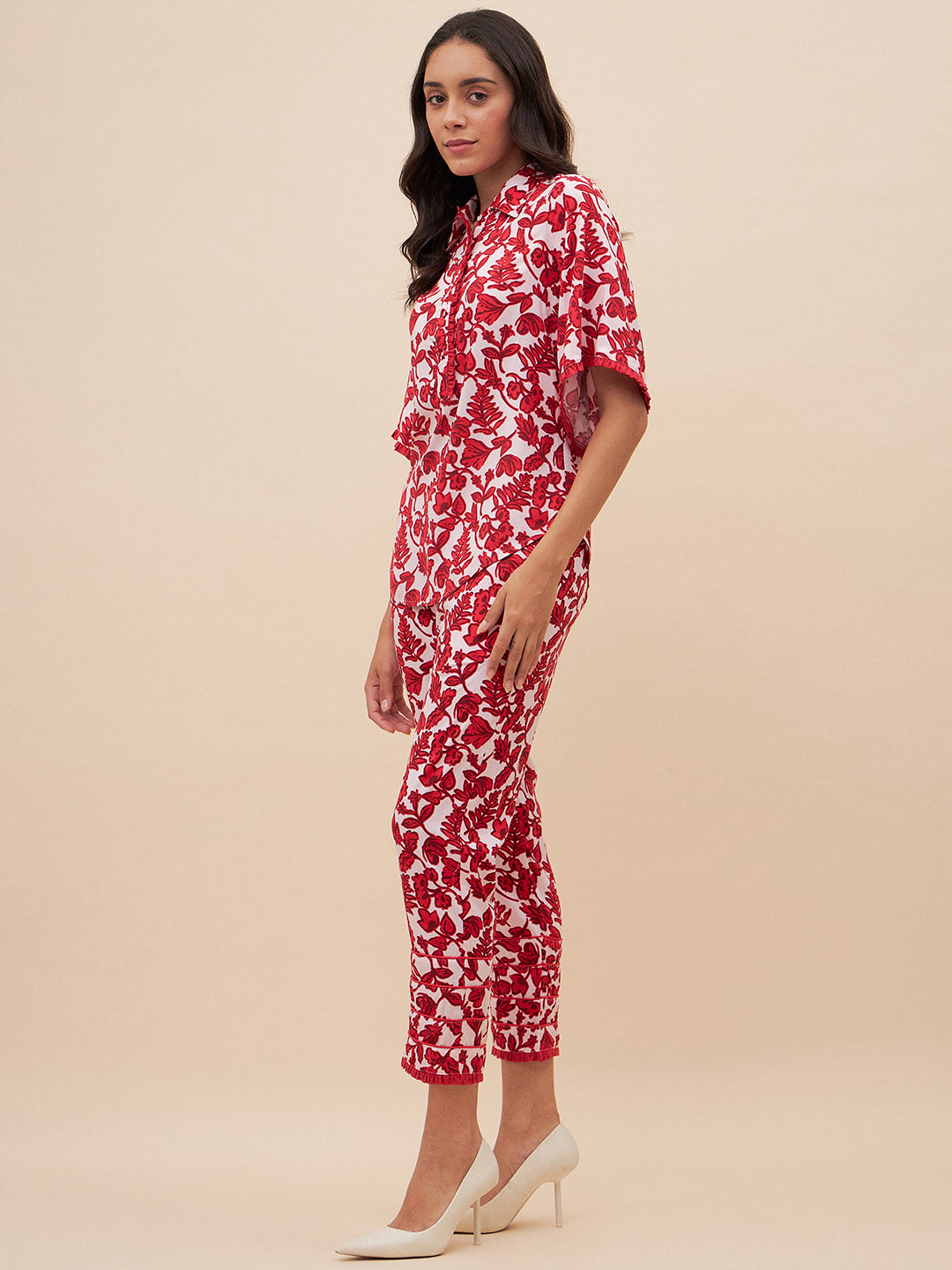 Red Floral Print Coord Set
