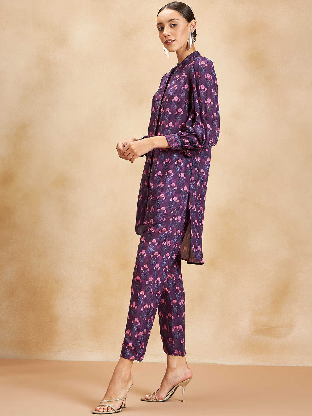 Purple Booti Print Beaded Co-Ord Set