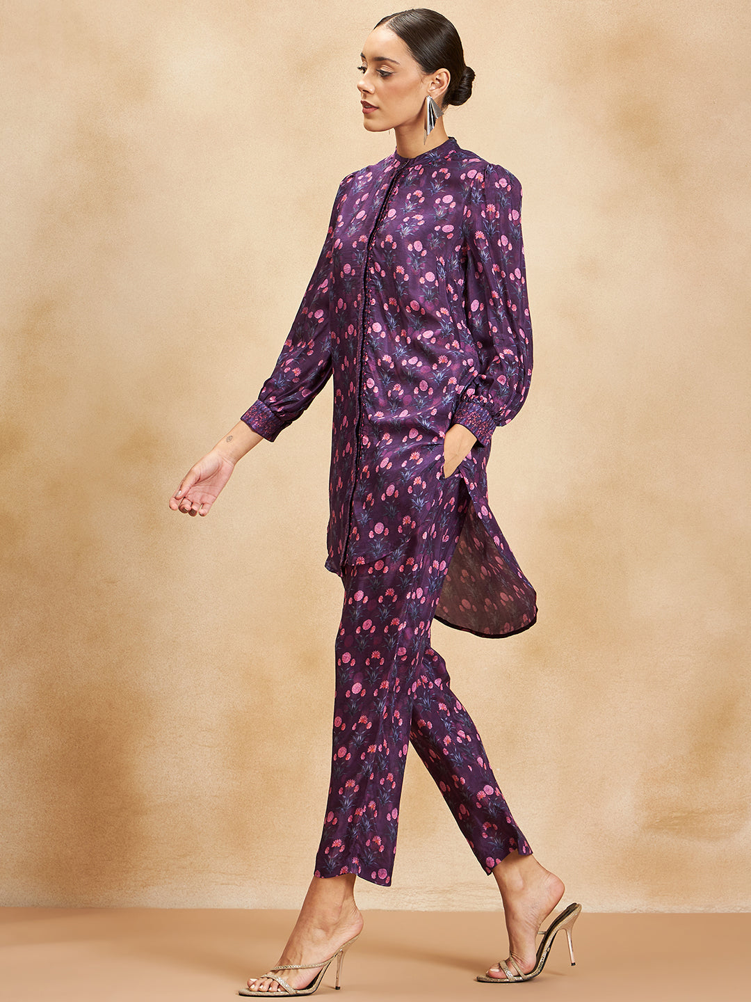 Purple Booti Print Beaded Co-Ord Set