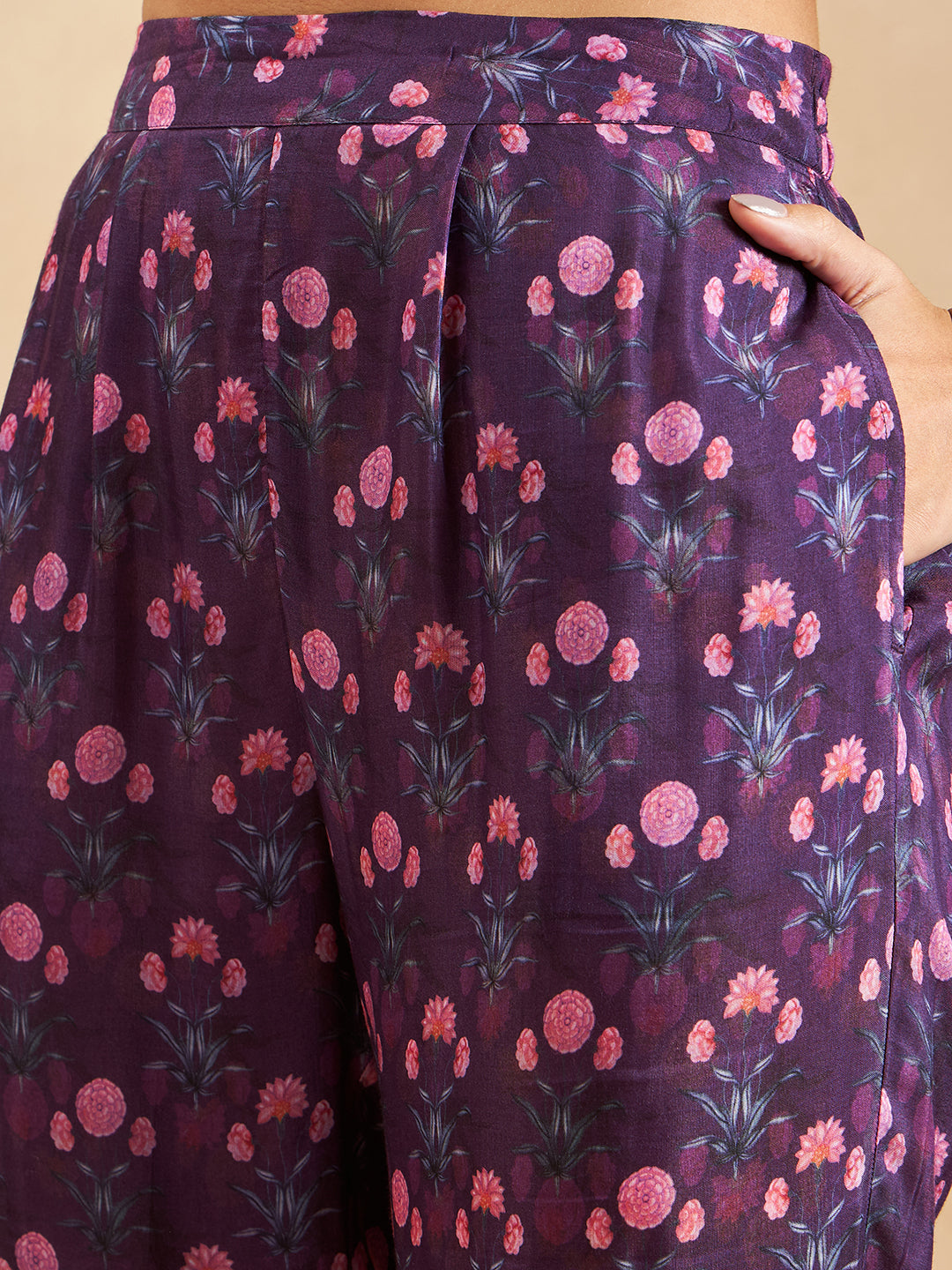 Purple Booti Print Beaded Co-Ord Set