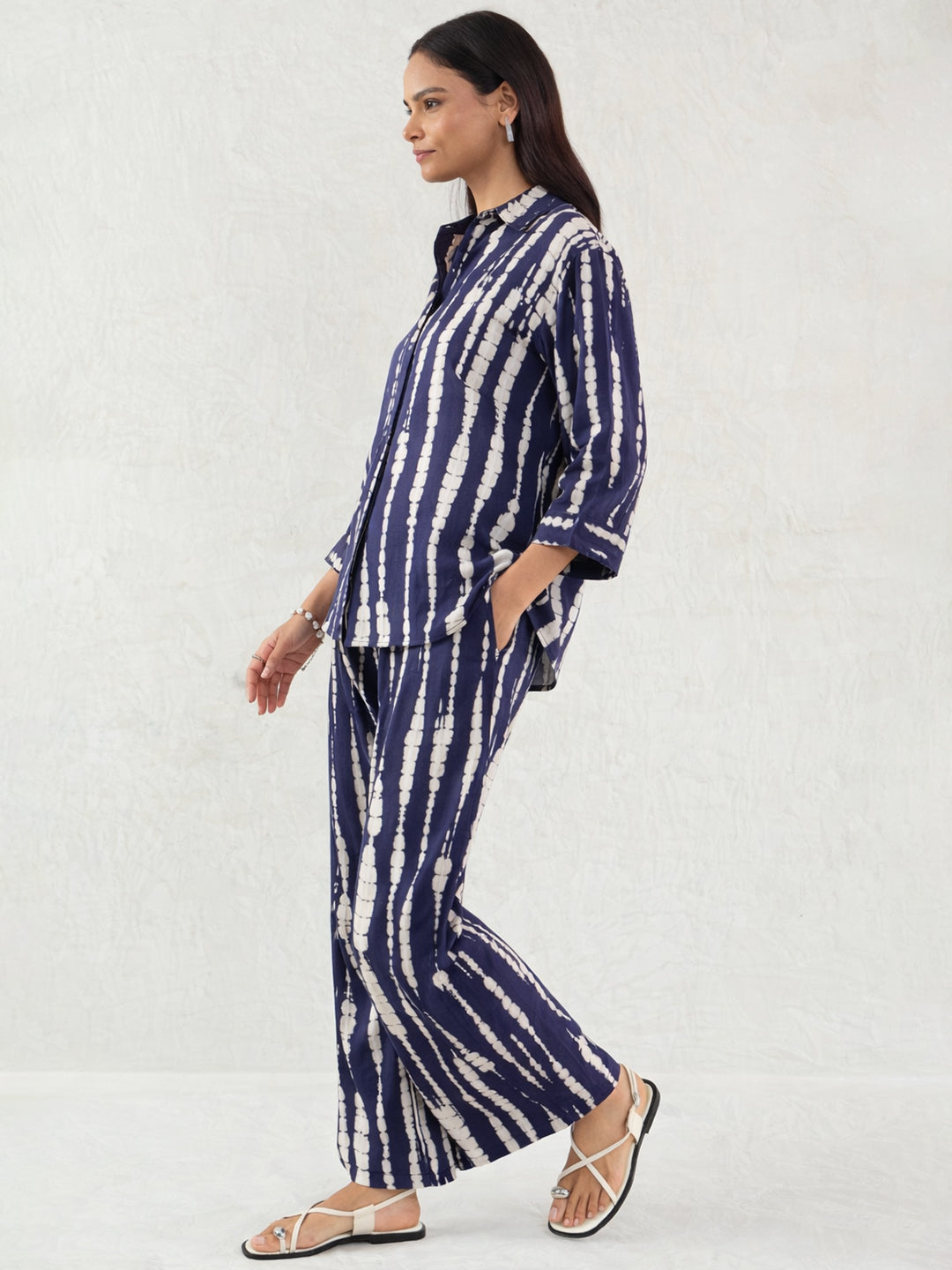 Navy Abstract Shirt Co-Ord