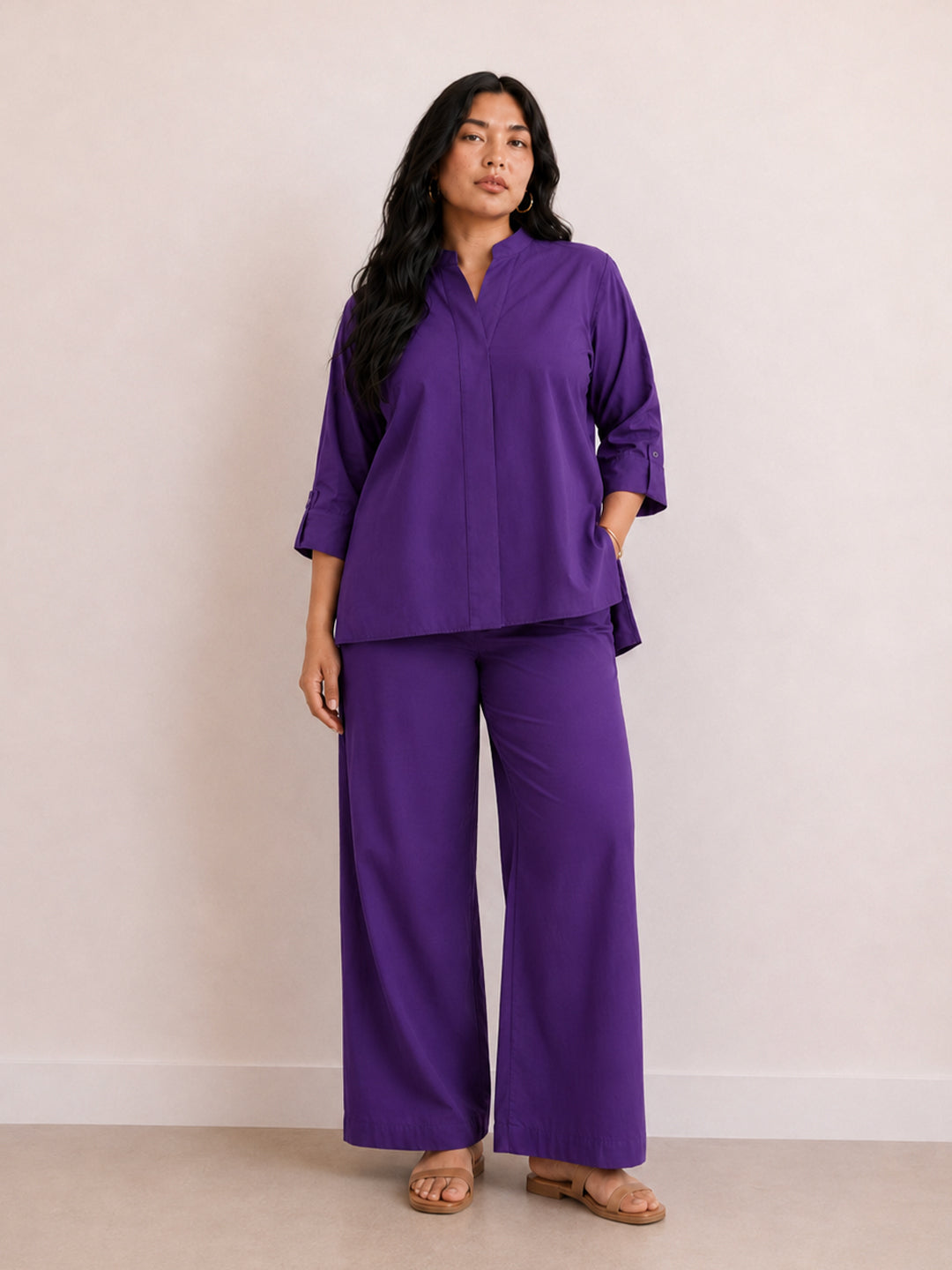 PaperLite Poplin Deep Purple Oversized Co-ord Set