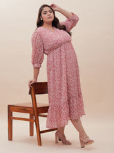 Red Floral Dobby Tiered Maxi Dress