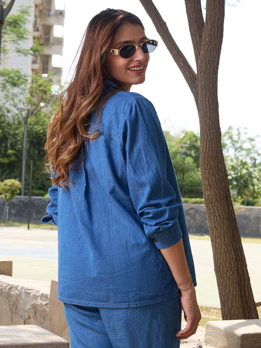 DenimLite Mid Blue Shirt Co-Ord