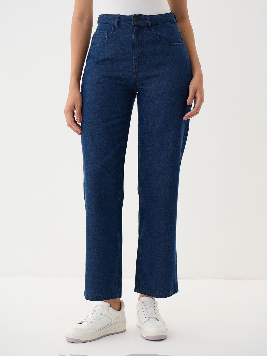 DenimClassic Navy Straight Fit Ankle Length Jeans