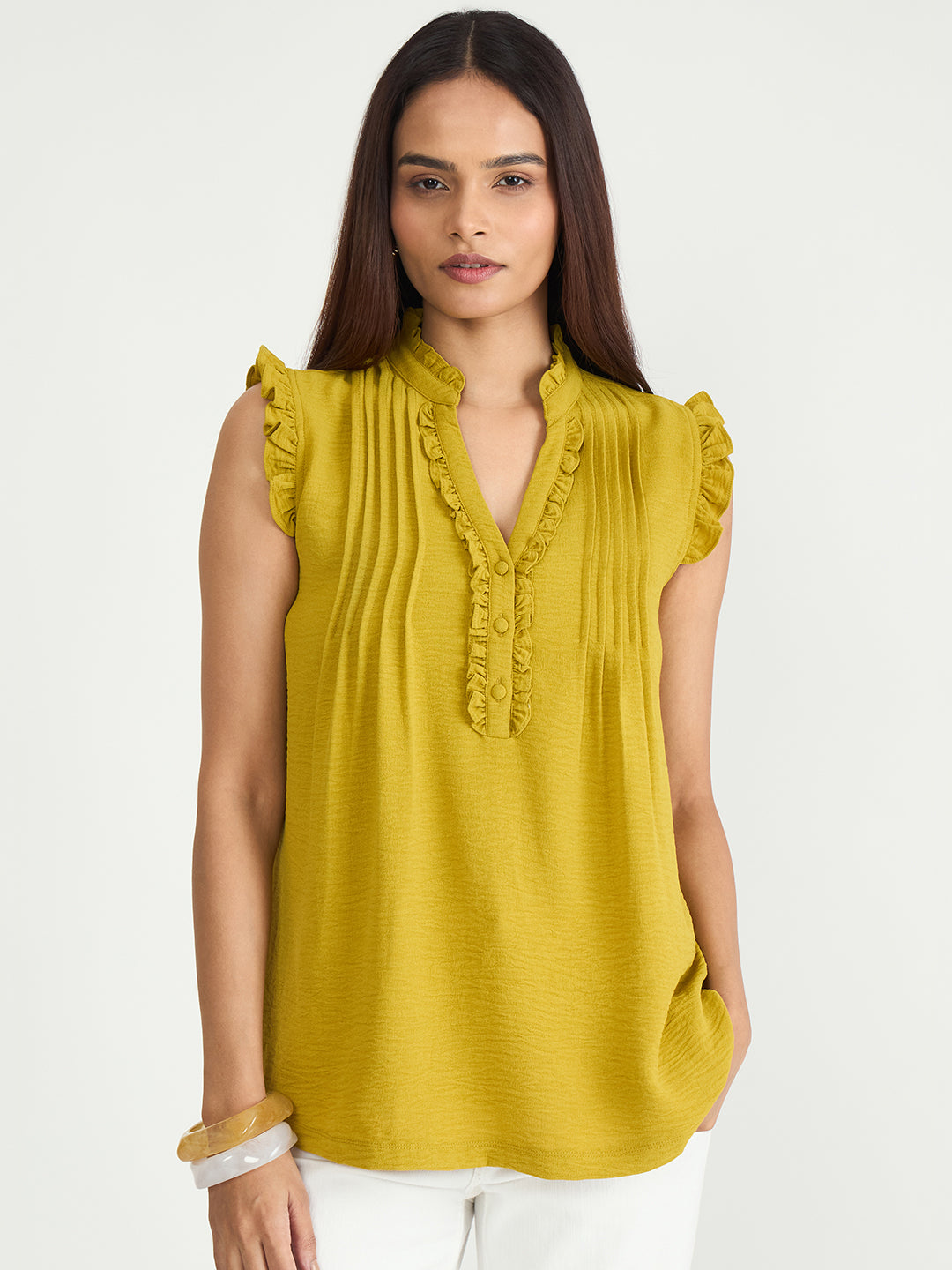 Citrine Pintuck Detail Top