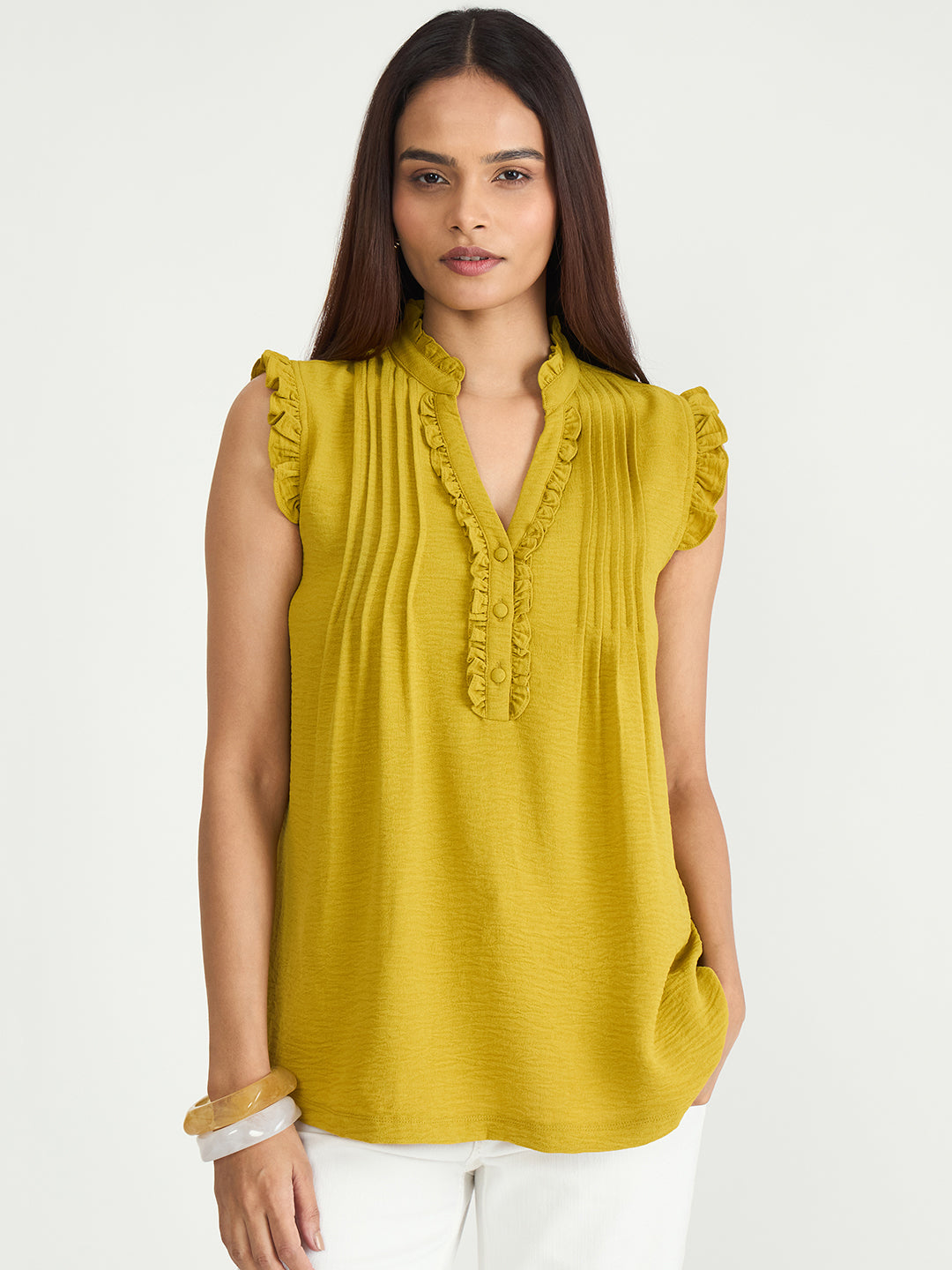 Citrine Pintuck Detail Top