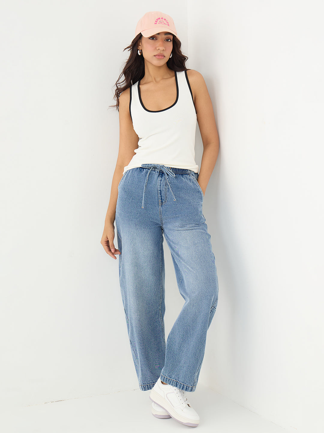 DenimClassic Blue Drawstring Detail Travel Jeans