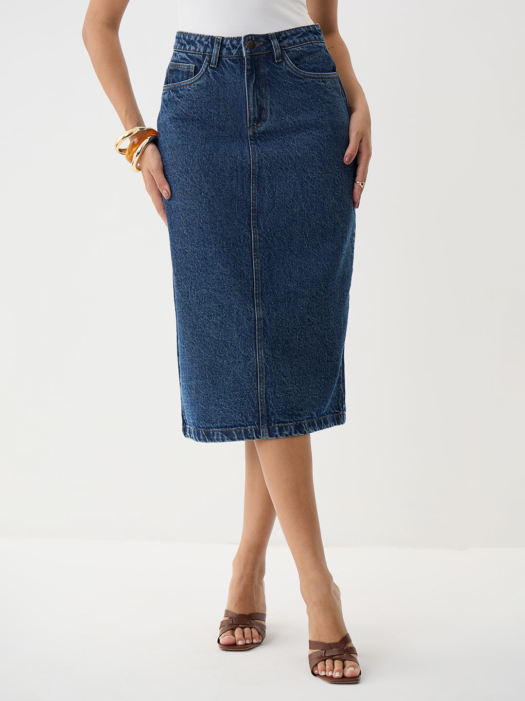 DenimClassic Navy Midi Skirt