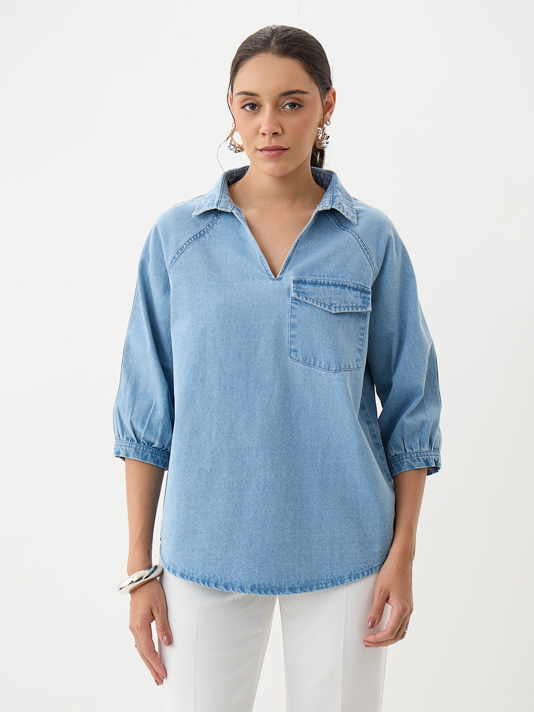DenimClassic Ice Blue Raglan Sleeve Top