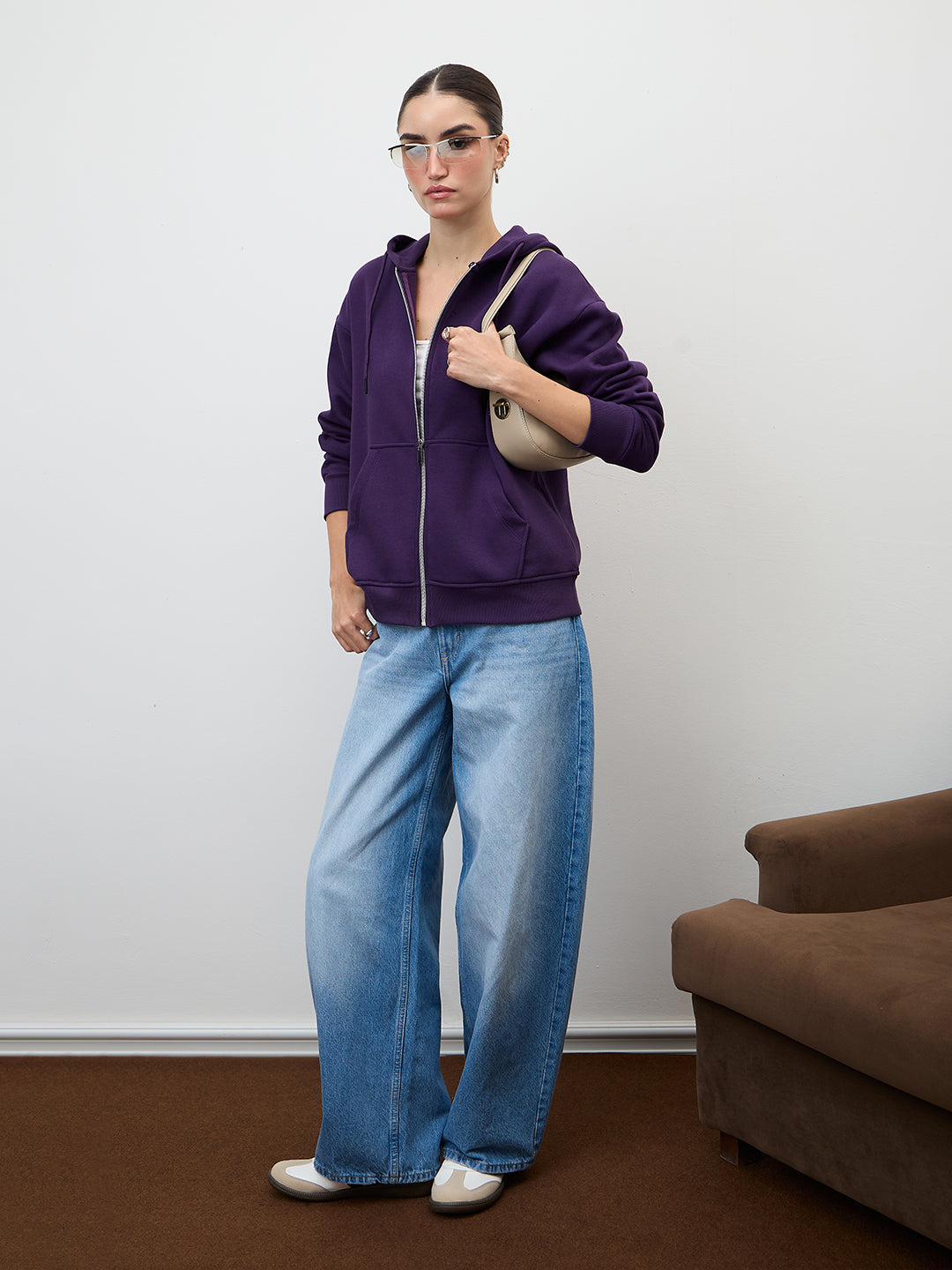 Purple Zip-Up Fleece Hoodie