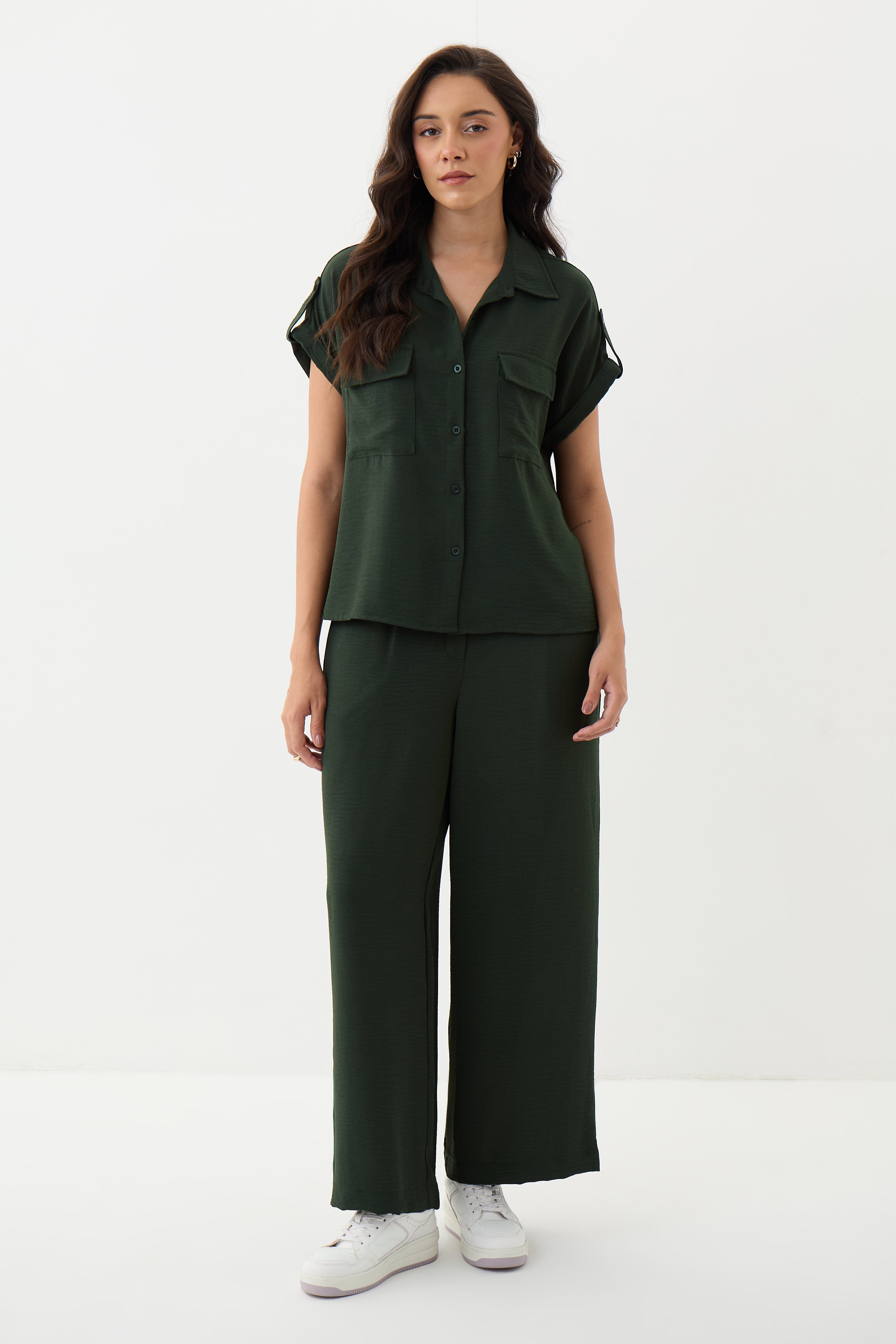 Bottle Green Dual Pocket Co-Ord Set