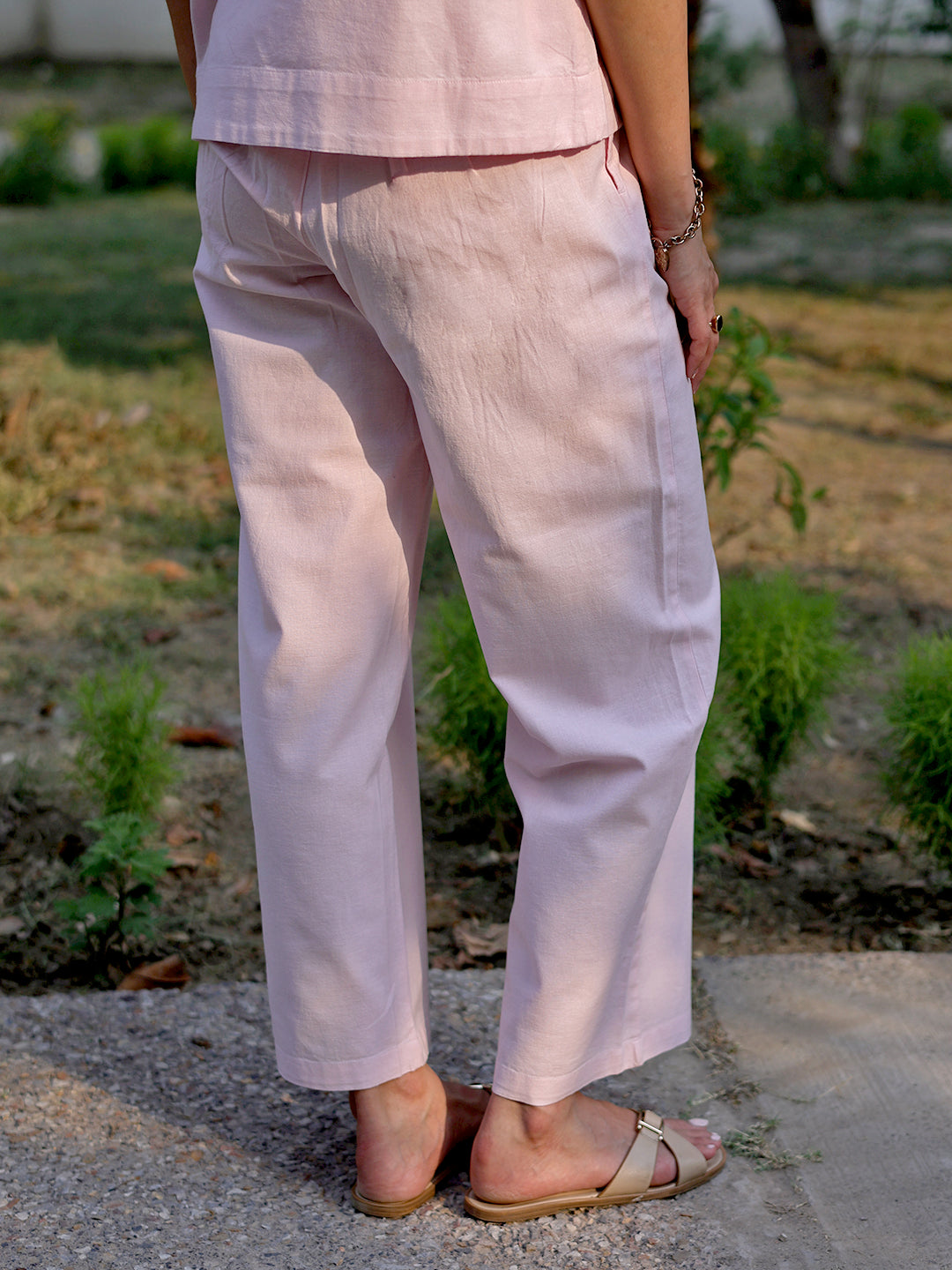 LinenLite Powder Pink Straight Pants