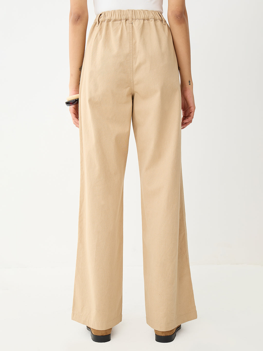 Beige Straight Fit Pants