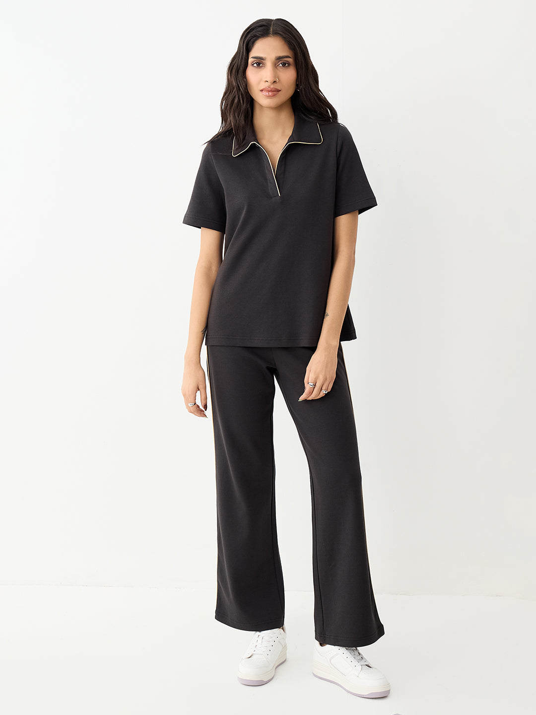 Black With Contrast Edge Knit Co-Ord
