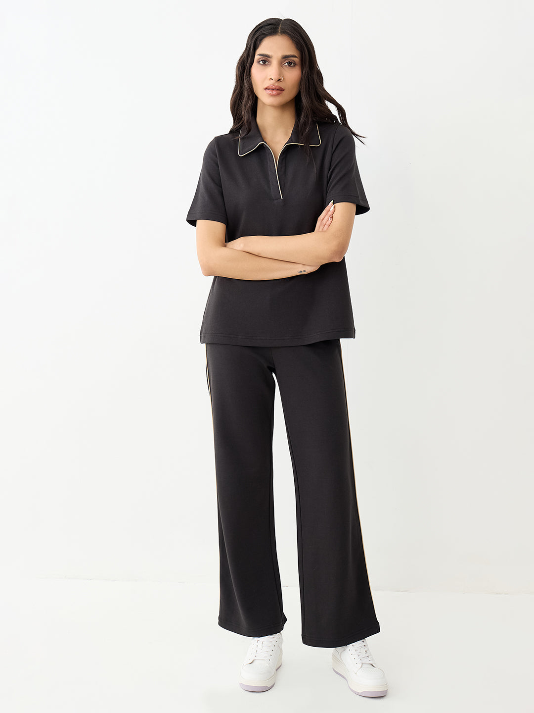 Black With Contrast Edge Knit Co-Ord