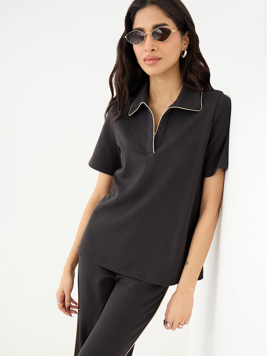 Black With Contrast Edge Knit Co-Ord