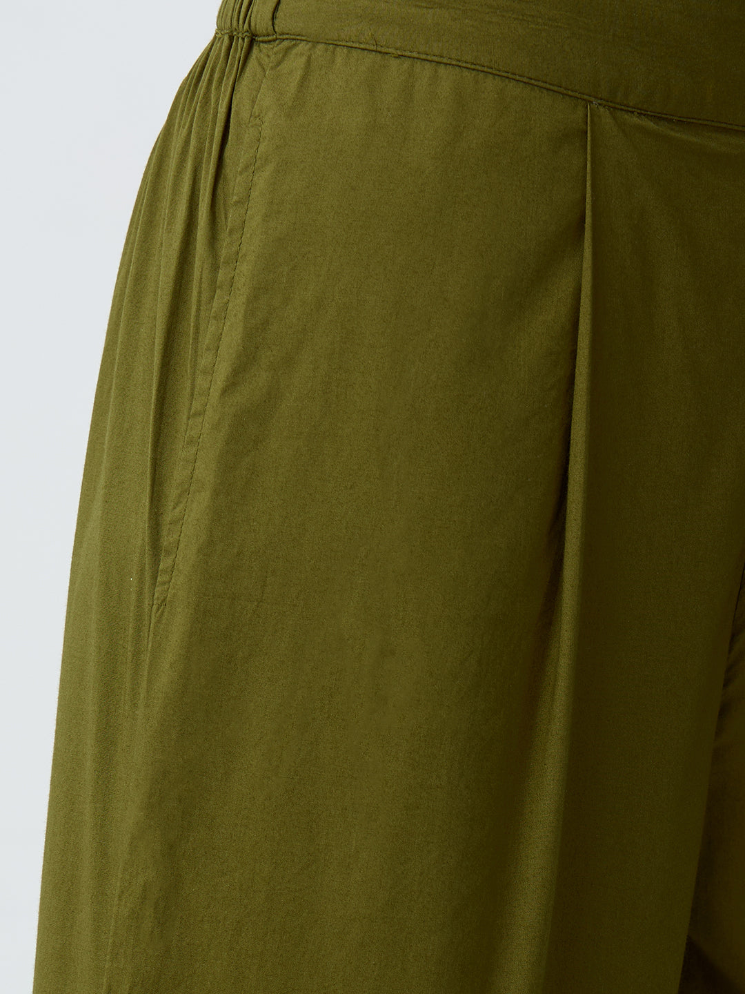 Olive Poplin Longline Shirt And Pants Co-Ord