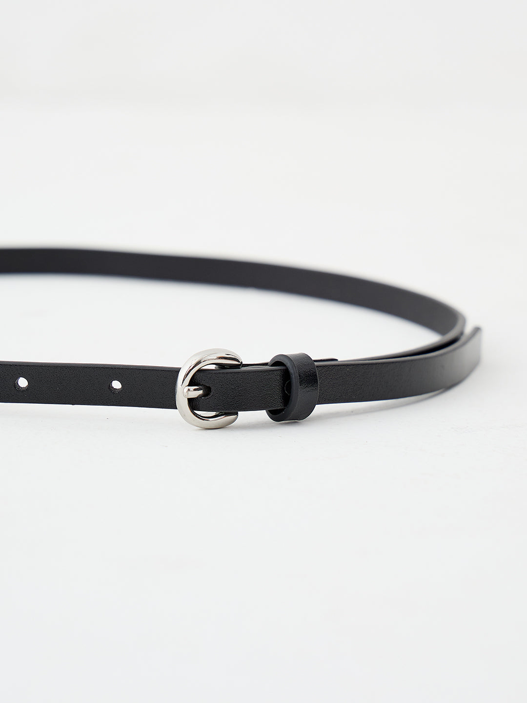 Black Refined Slim Leather Belt