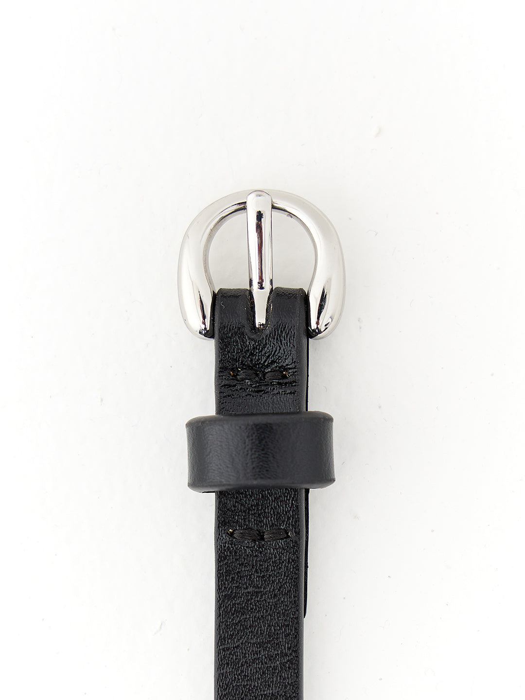 Black Refined Slim Leather Belt