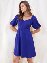 Blue Waffle fit and flare Mini dress