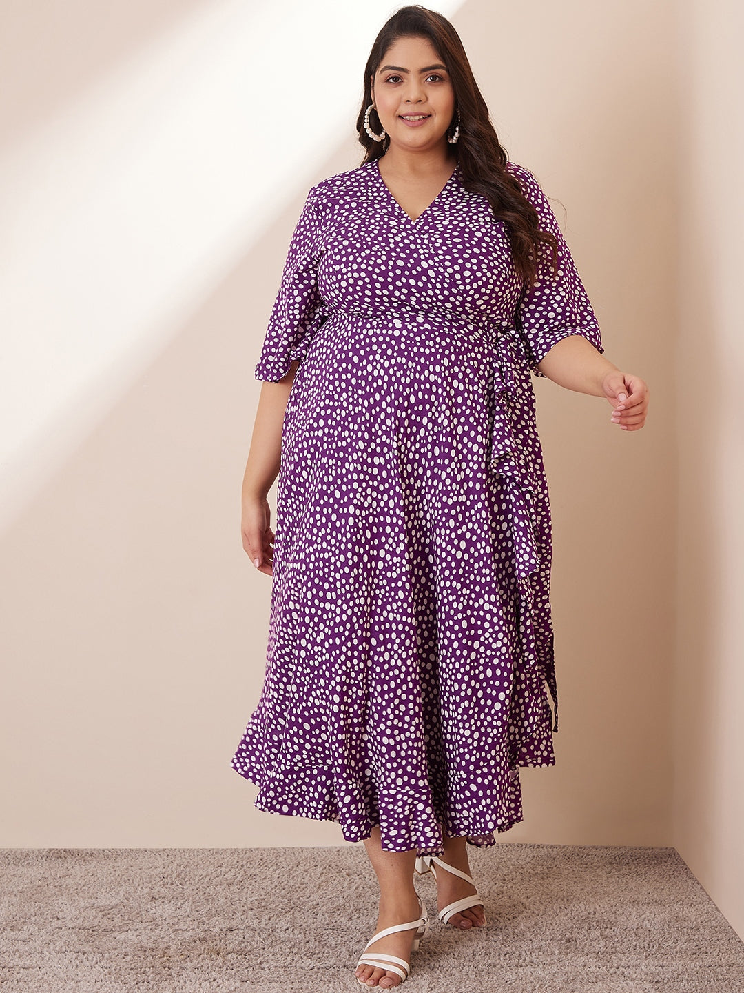 Purple Ditsy Polka Wrap Dress