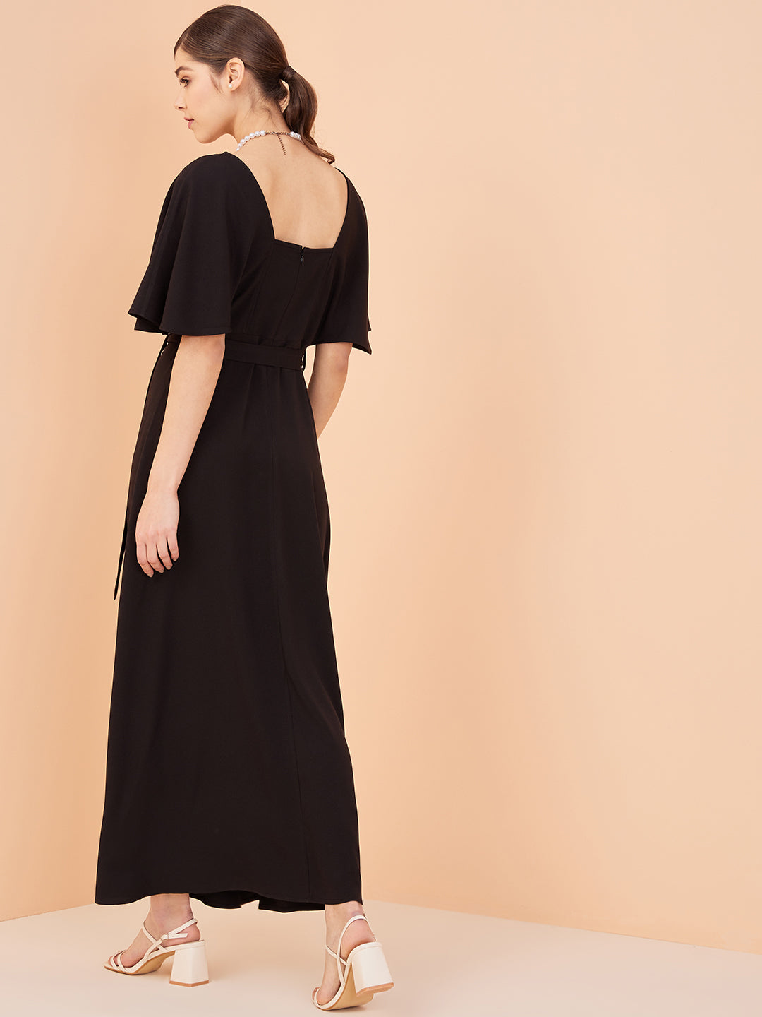 Black Kimono Wrap Maxi Dress