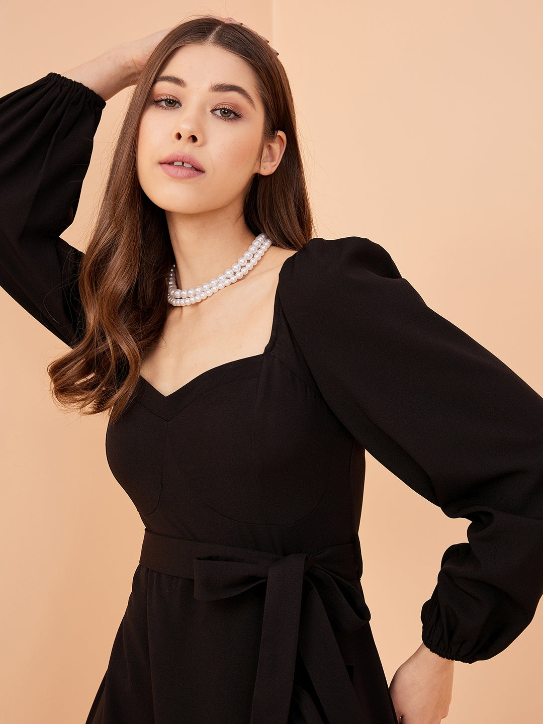 Black Formal Wrap Midi Dress
