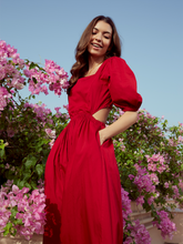 Red Cotton Cut Out Maxi Dress