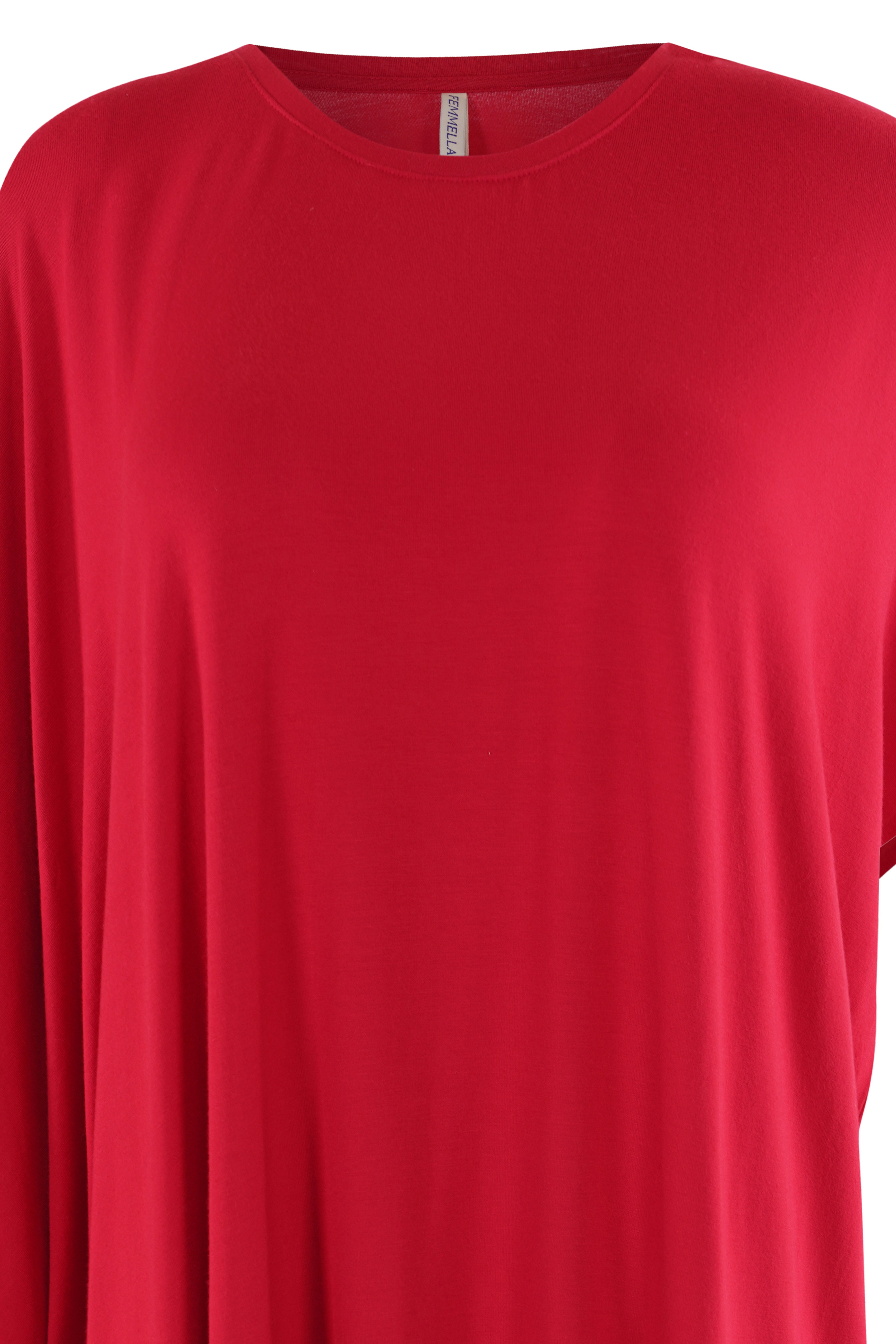 Bamboo Red Knit Oversize  Asymmetrical Top
