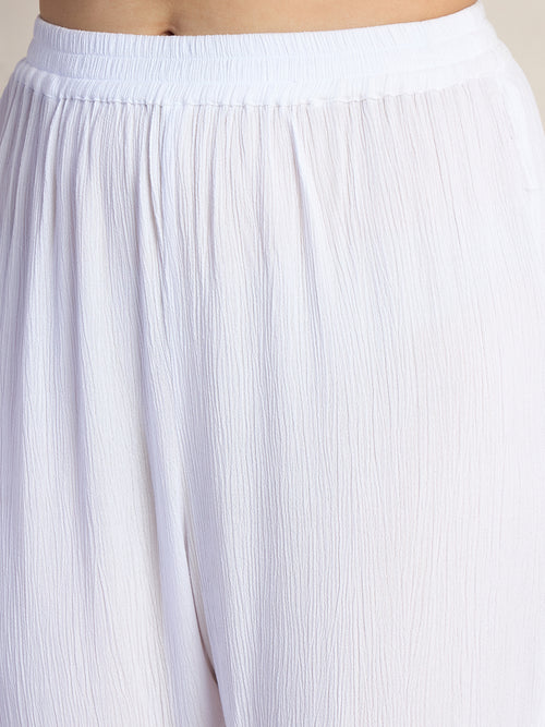 White Crinkle Asymmetric Co-Ord Set