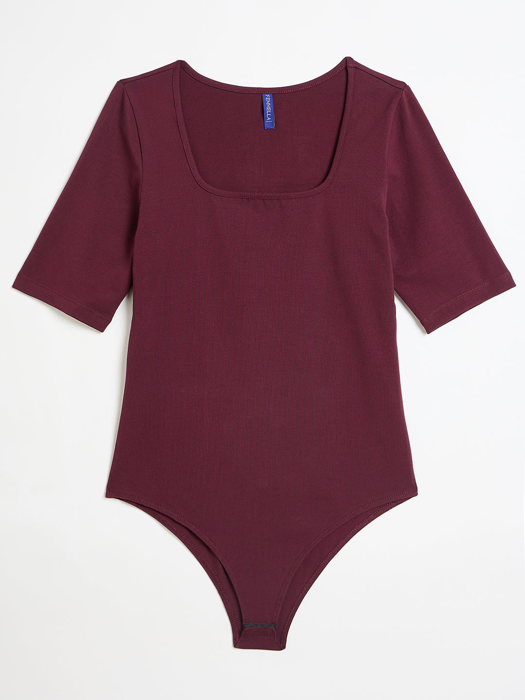 Wine Cotton Knit Bodysuit