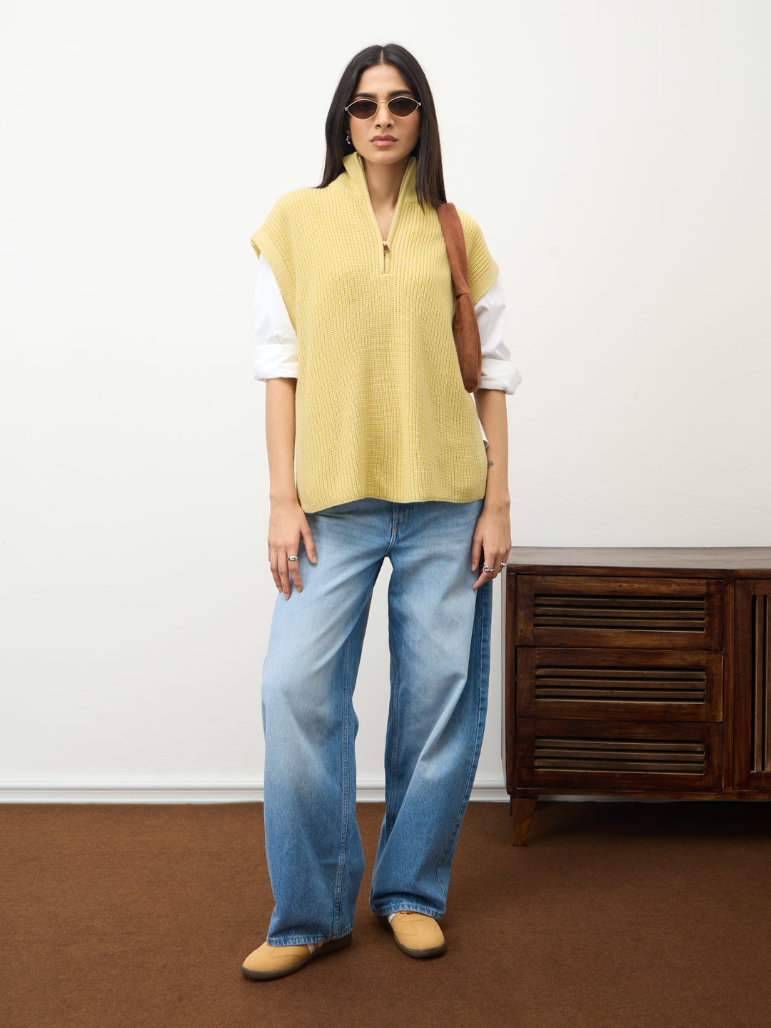 Butter Yellow Zipper Sweater Vest