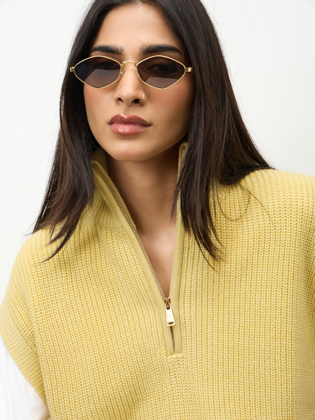 Butter Yellow Zipper Sweater Vest