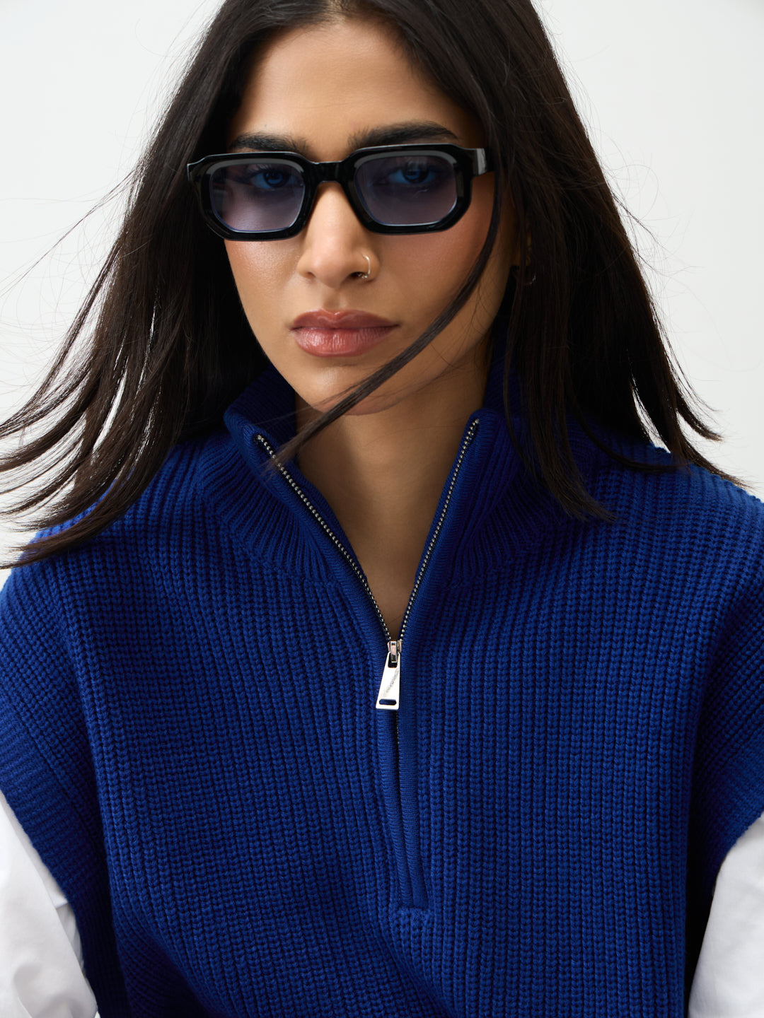 Royal Blue Zipper Sweater Vest
