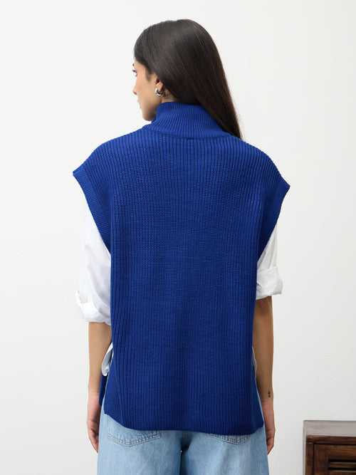 Royal Blue Zipper Sweater Vest