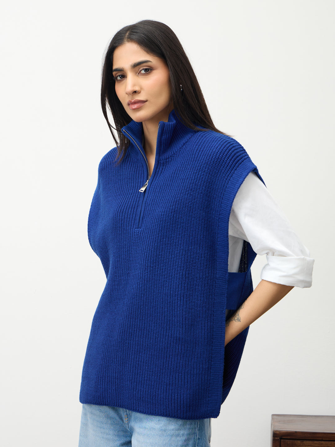 Royal Blue Zipper Sweater Vest