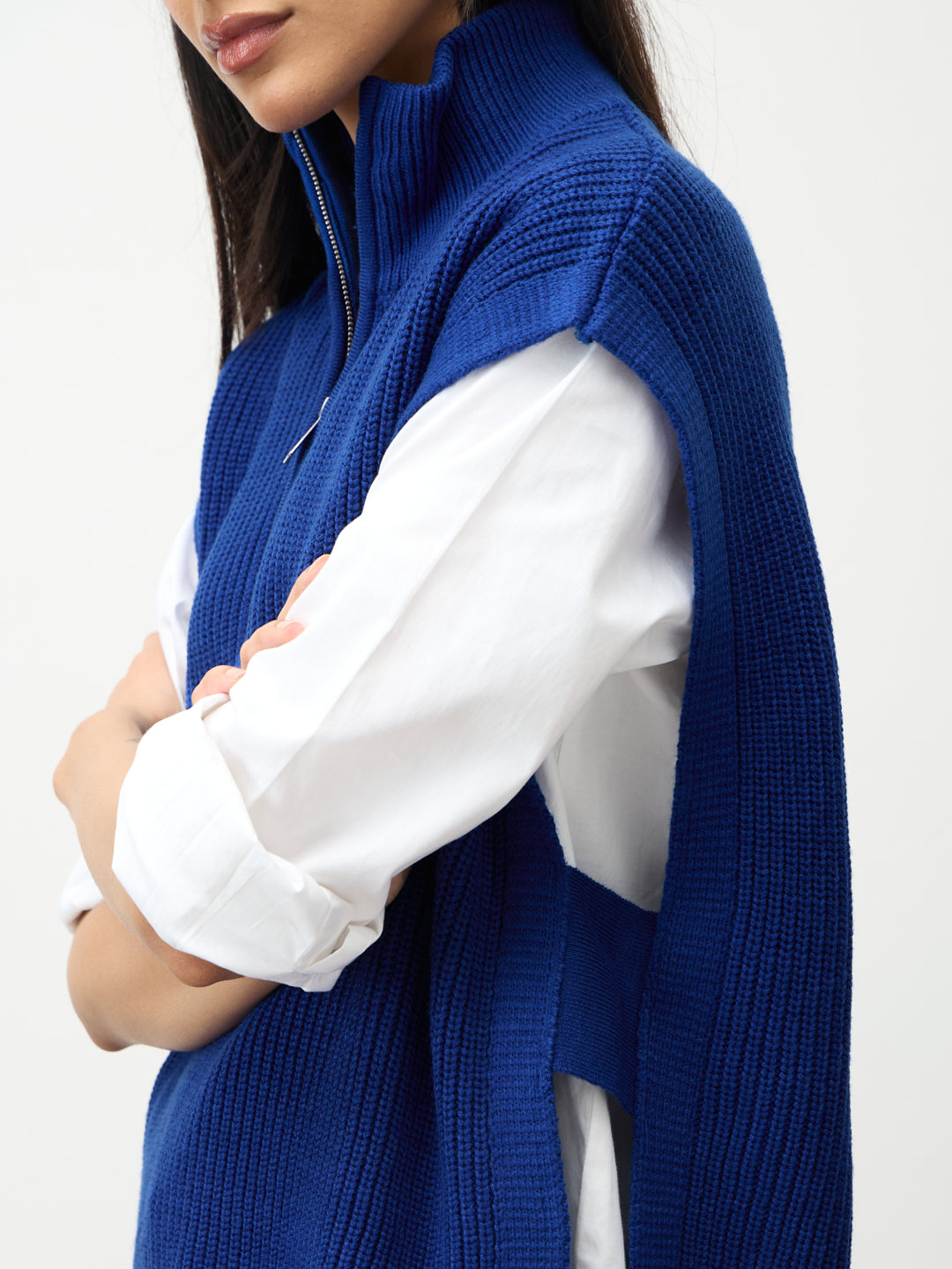 Royal Blue Zipper Sweater Vest