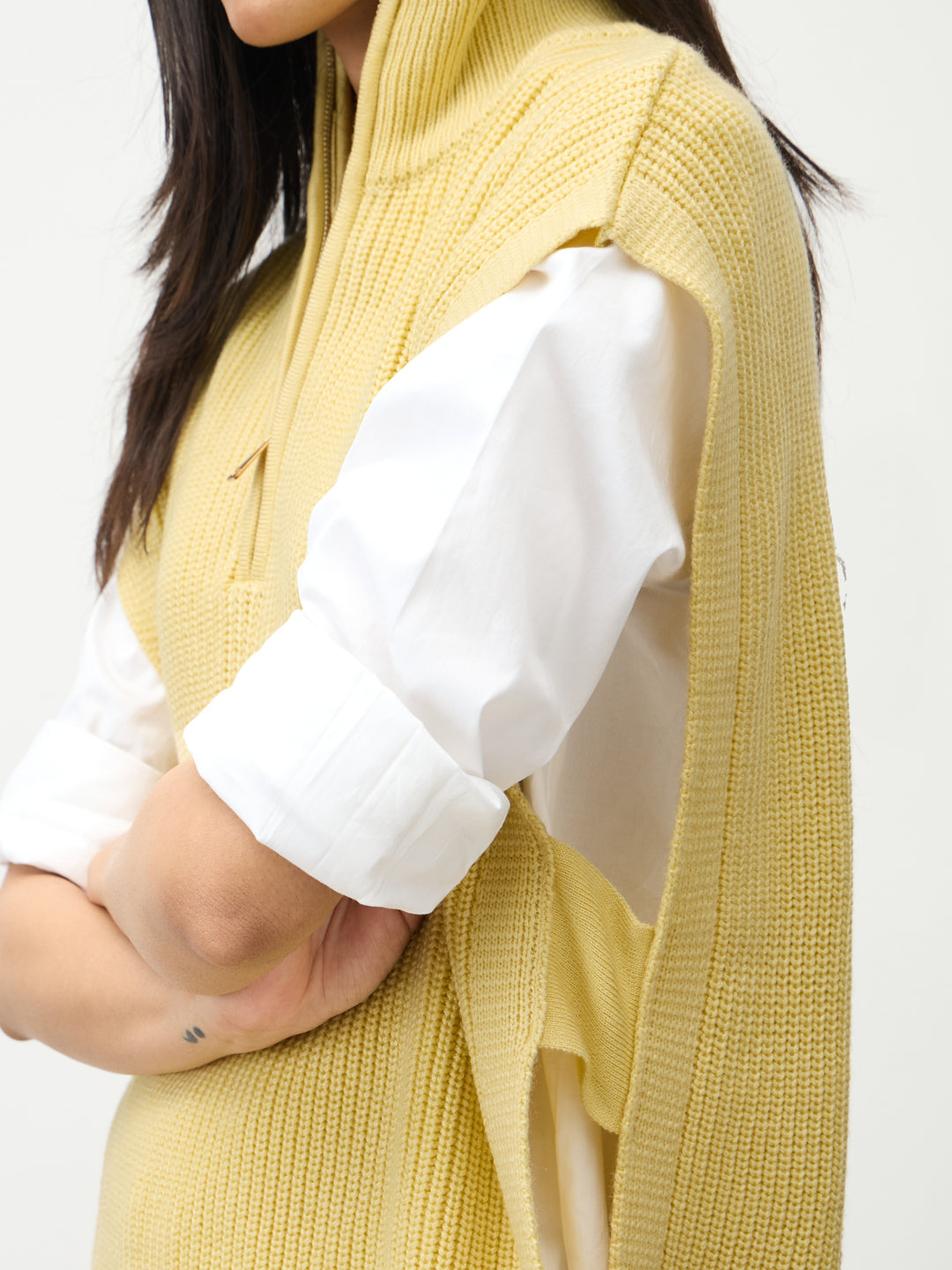 Butter Yellow Zipper Sweater Vest