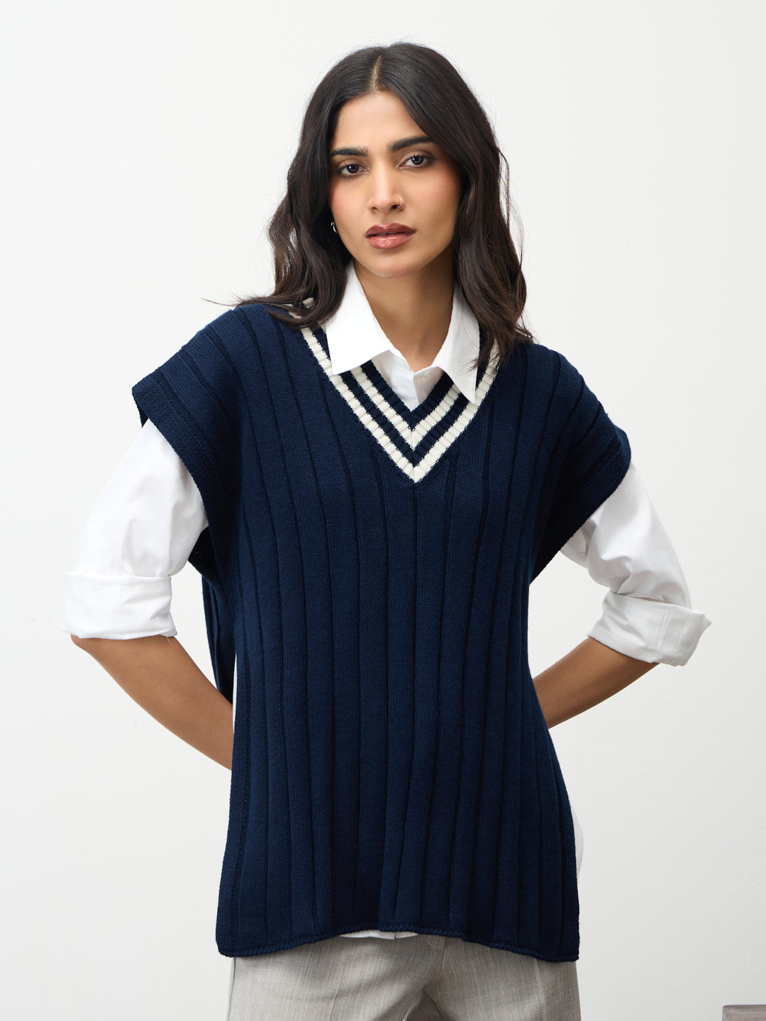 Navy Colorblock Sweater Vest