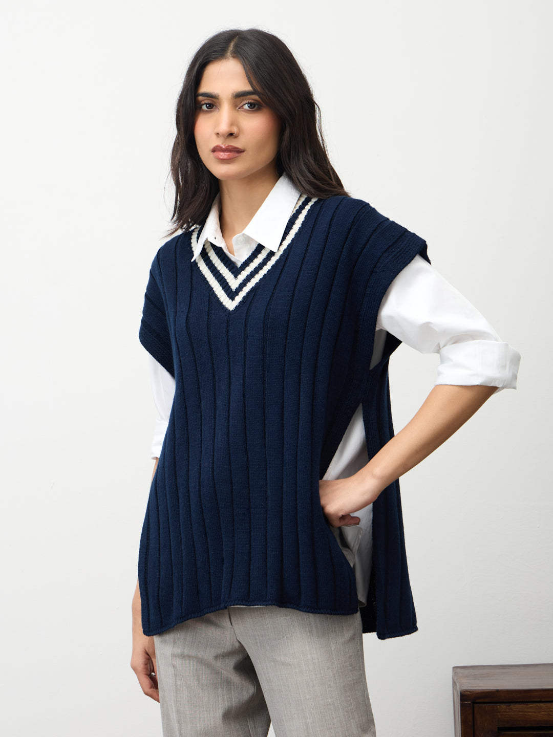 Navy Colorblock Sweater Vest