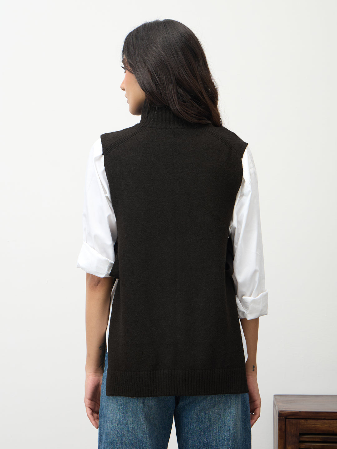 Black Side Tie-Up Sweater Vest