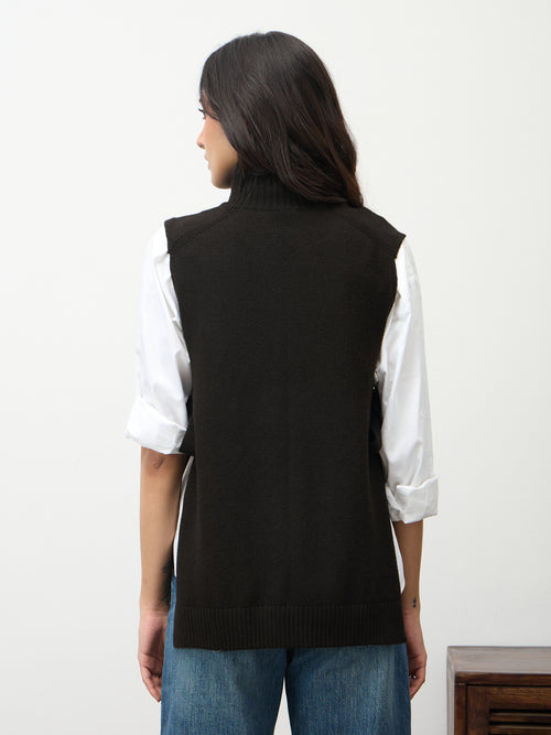 Black Side Tie-Up Sweater Vest