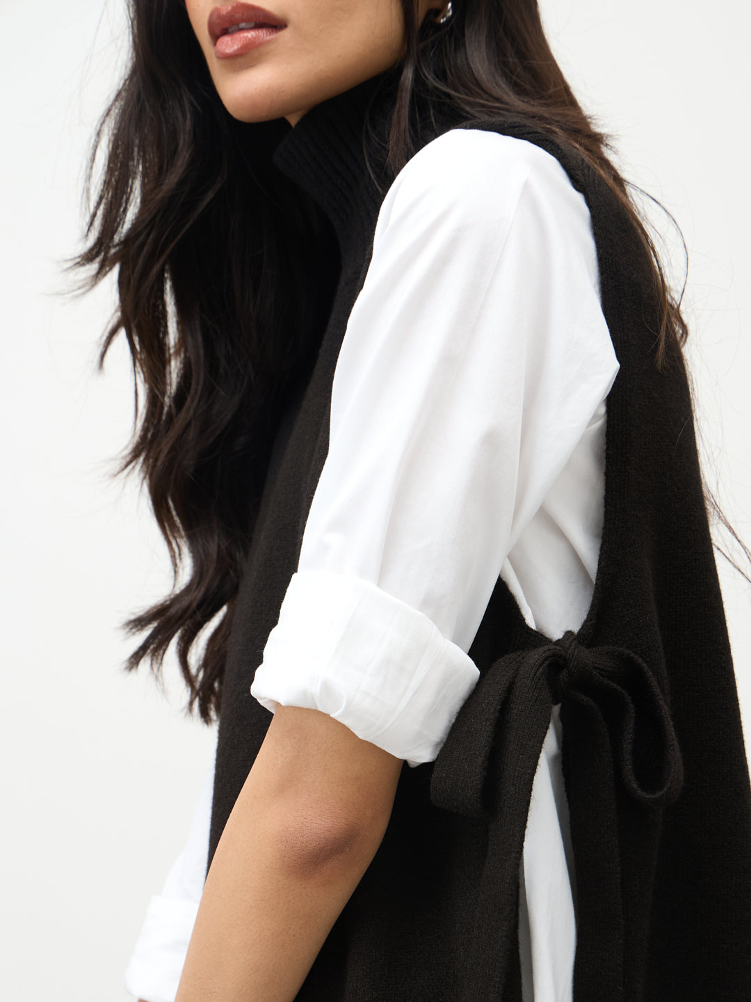 Black Side Tie-Up Sweater Vest