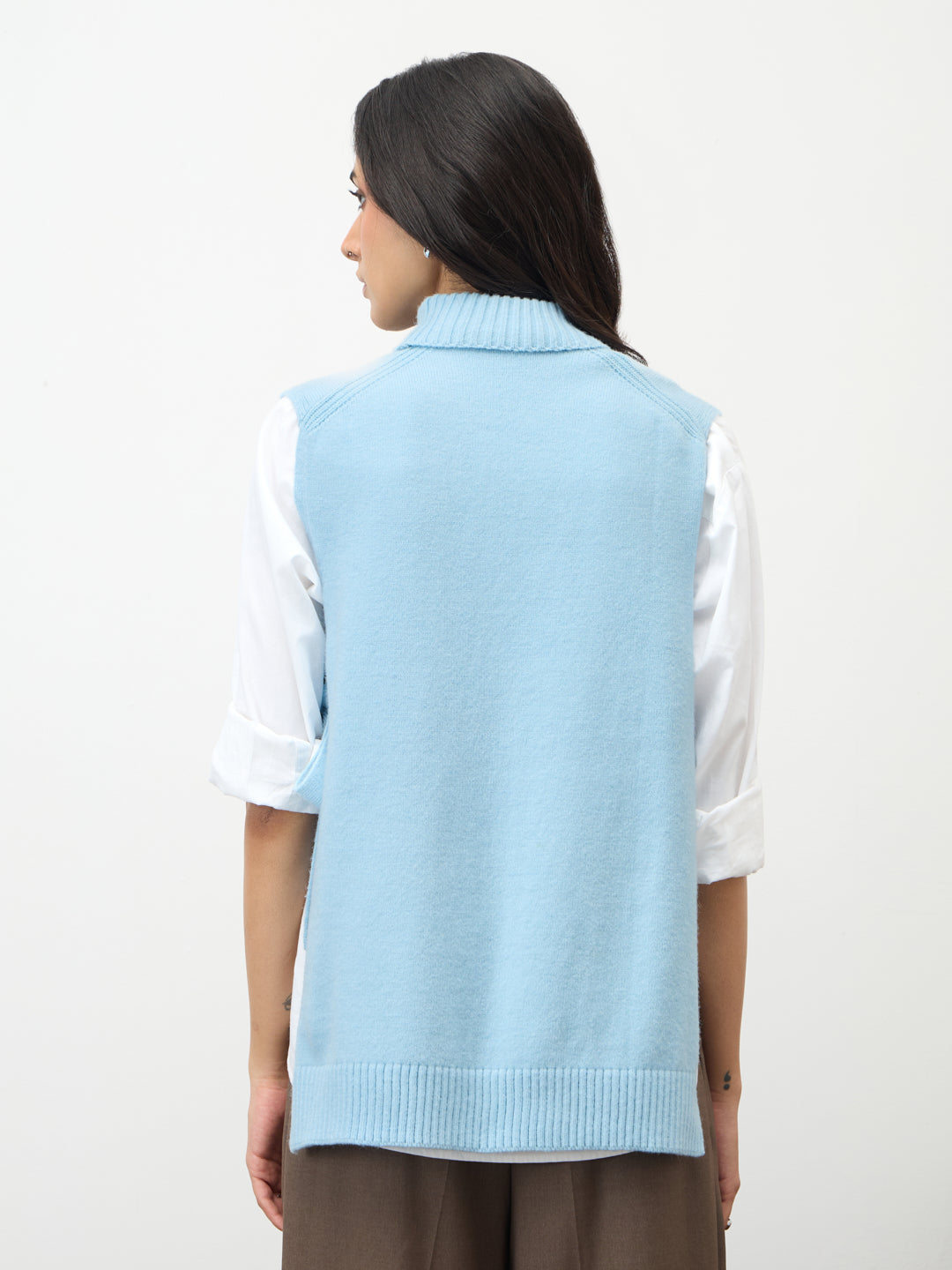 Light Blue Side Tie-Up Sweater Vest