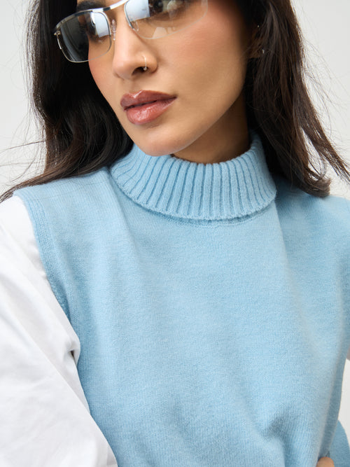 Light Blue Side Tie-Up Sweater Vest