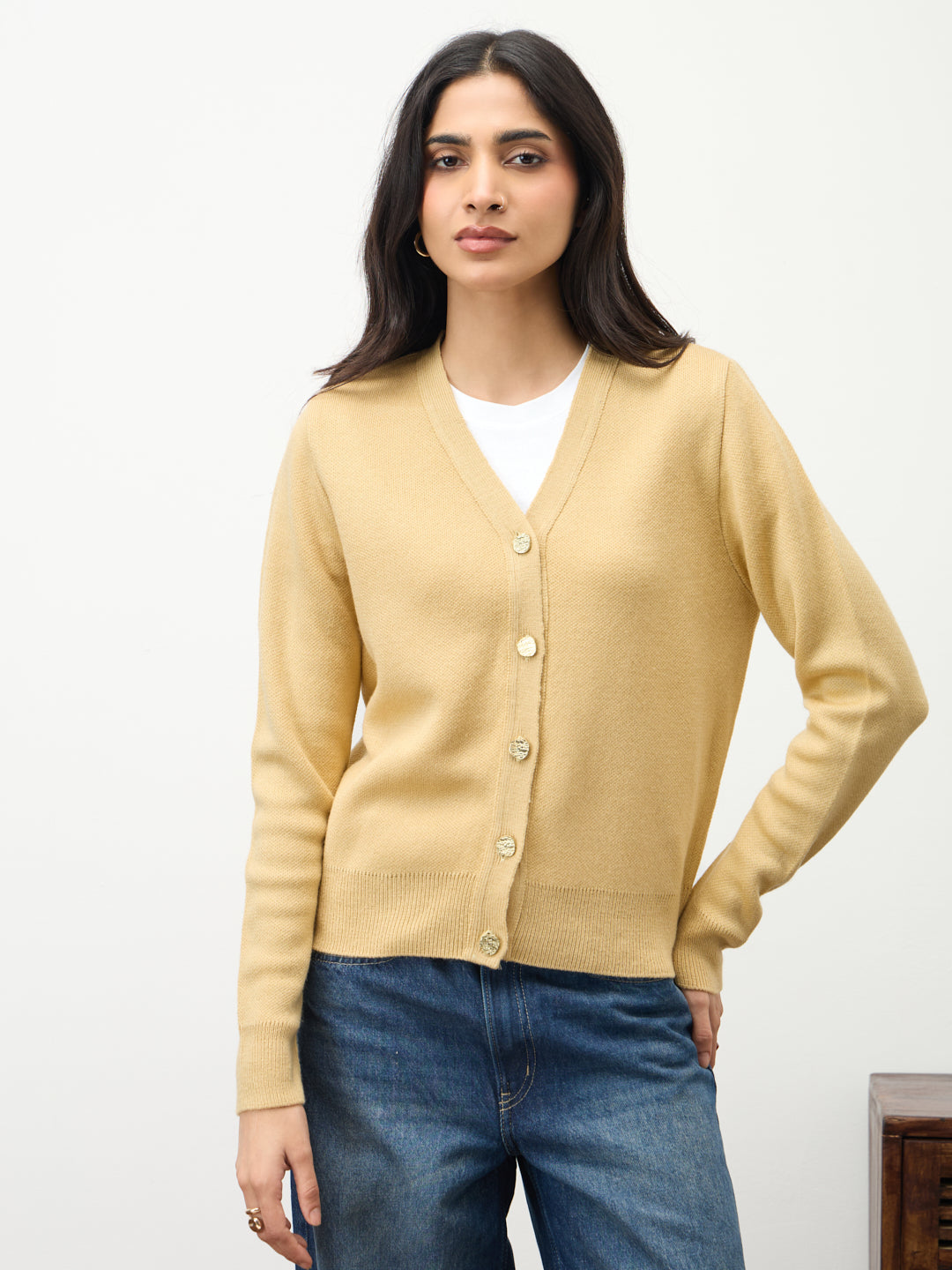 Butter Yellow V-Neck Cardigan